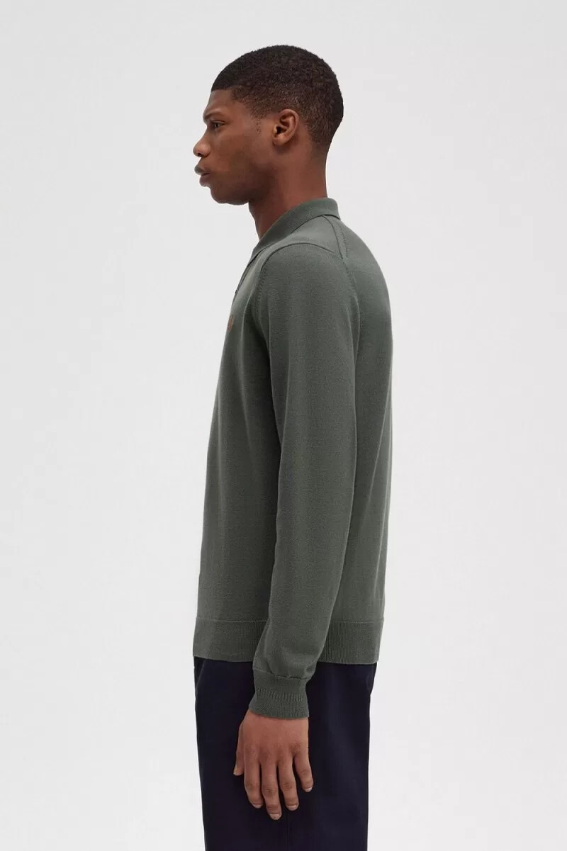 camicia da uomo in maglia classica fred perry colore verde campo