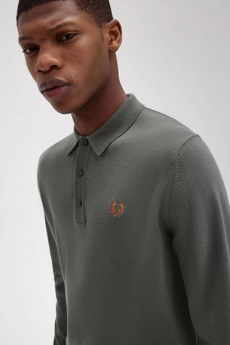 camicia da uomo in maglia classica fred perry colore verde campo