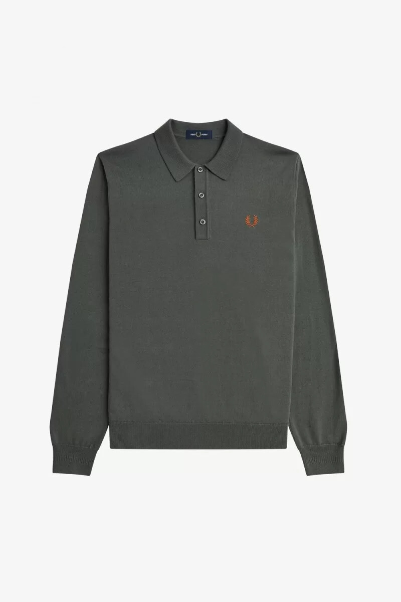 camicia da uomo in maglia classica fred perry colore verde campo