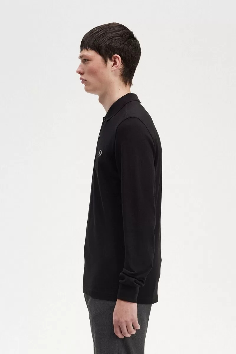 fred perry m6006 camicia da uomo nera cromata