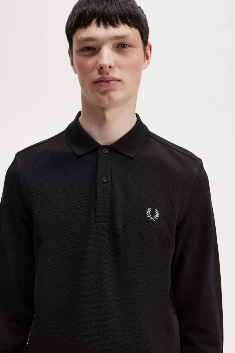 fred perry m6006 camicia da uomo nera cromata