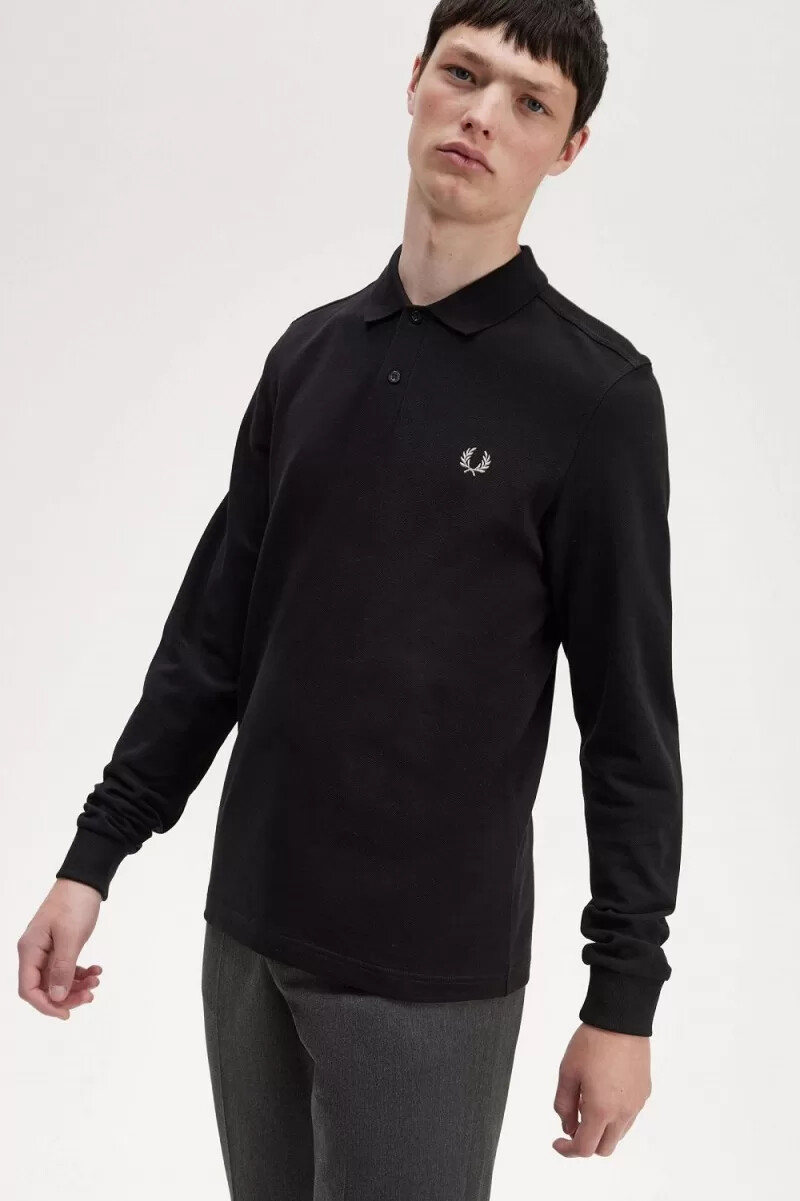 fred perry m6006 camicia da uomo nera cromata