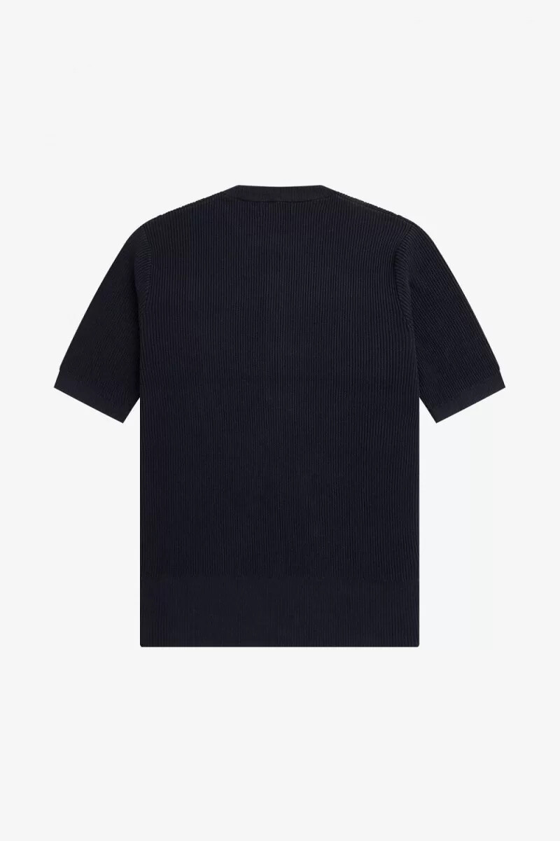 camicia da uomo in maglia a coste fred perry blu navy