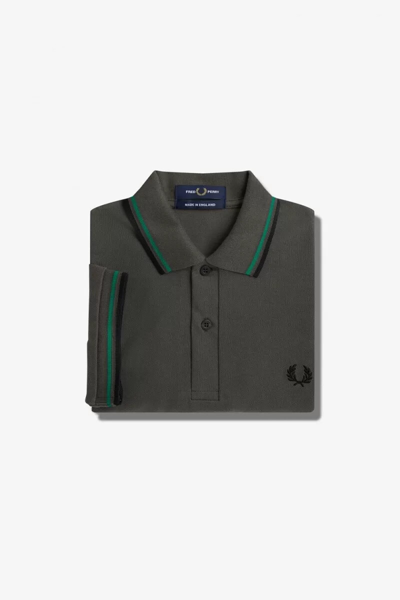 fred perry m12 camicia da uomo verde campo verde nero