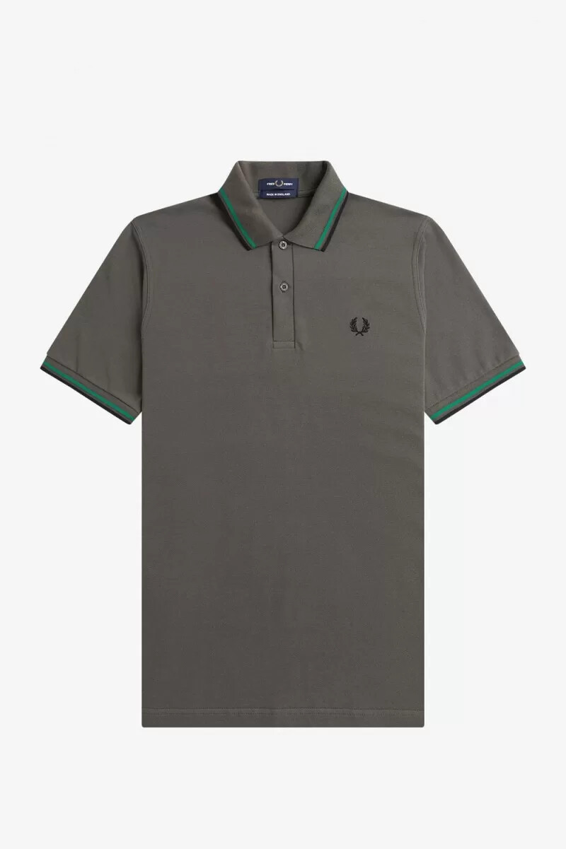 fred perry m12 camicia da uomo verde campo verde nero