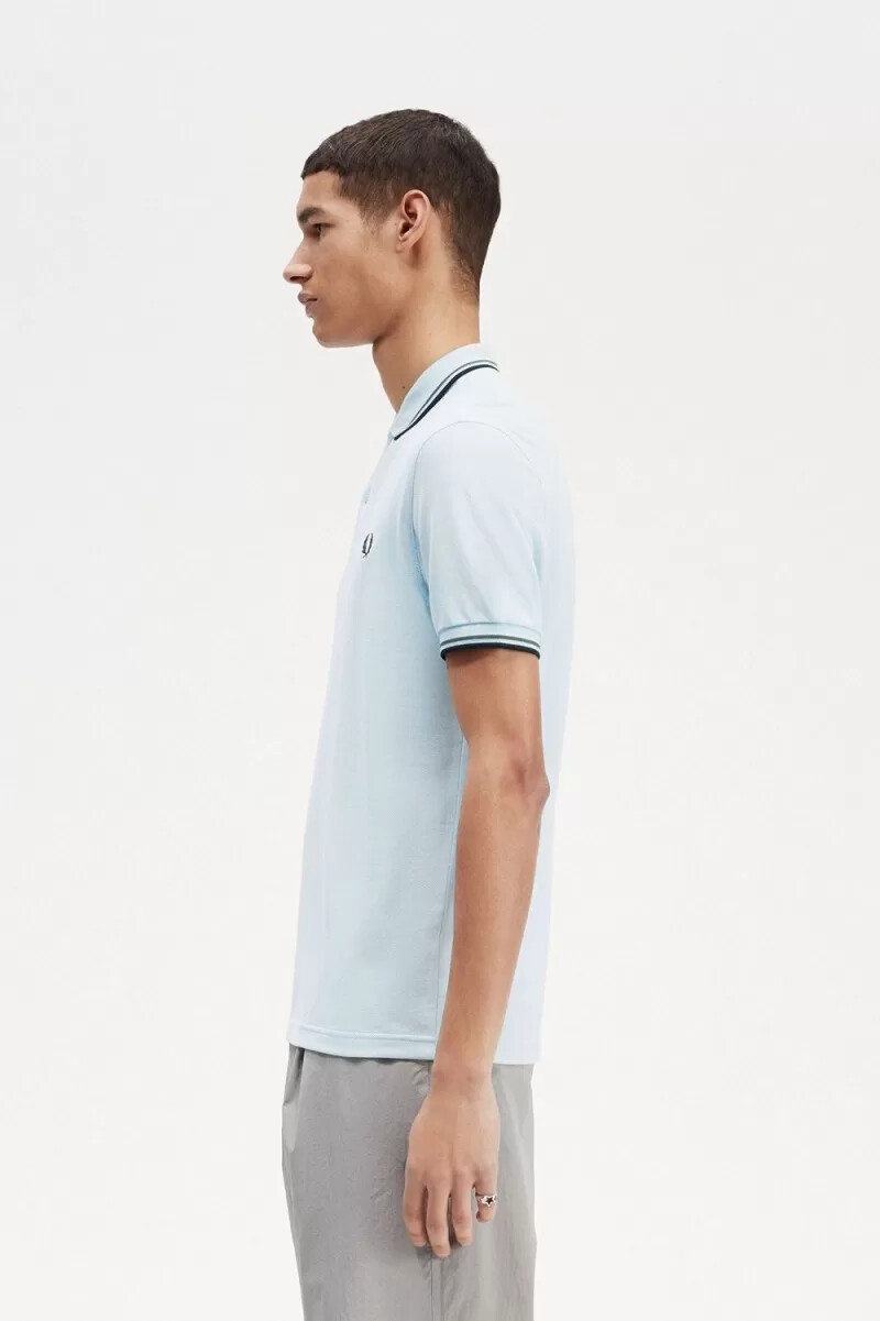 fred perry m3600 camicia da uomo verde acqua chiaro e nero