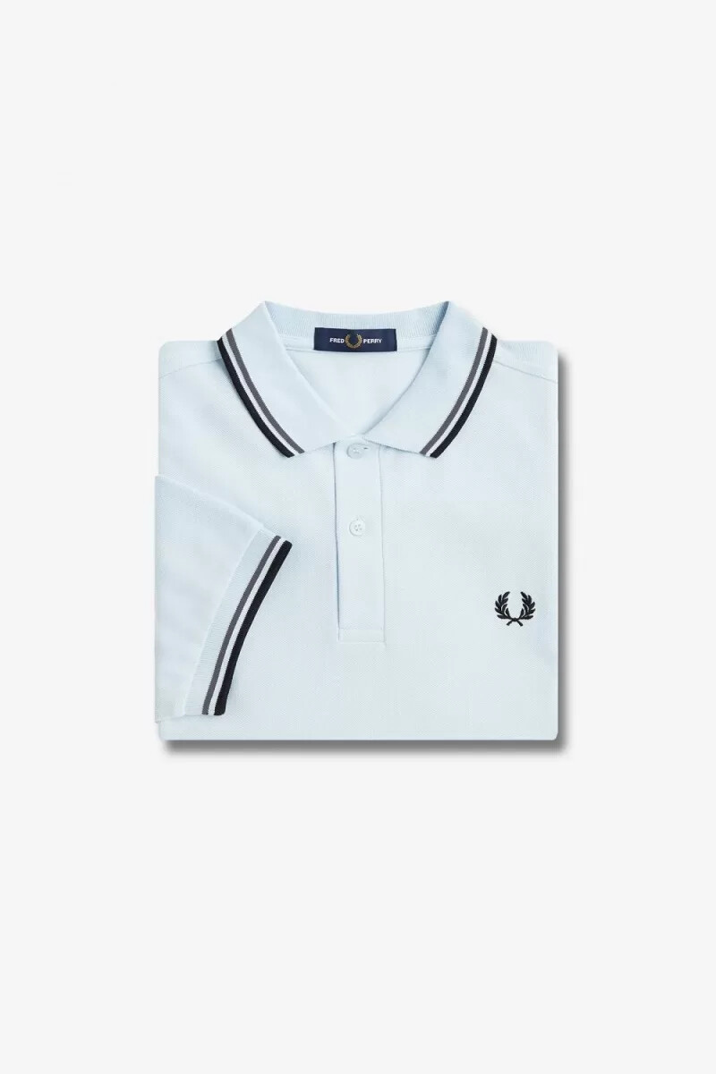 fred perry m3600 camicia da uomo verde acqua chiaro e nero