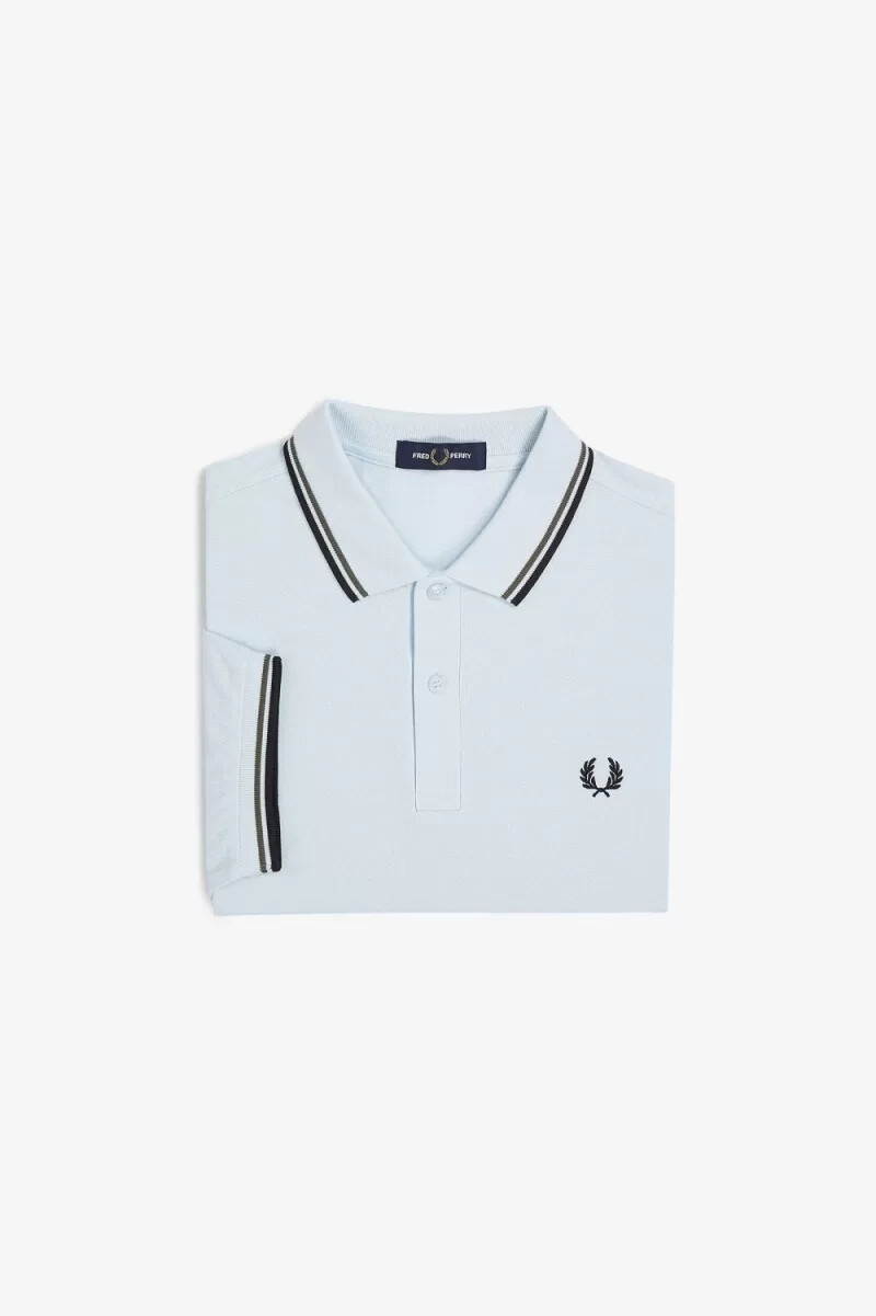 fred perry m3600 camicia da uomo verde acqua chiaro e nero