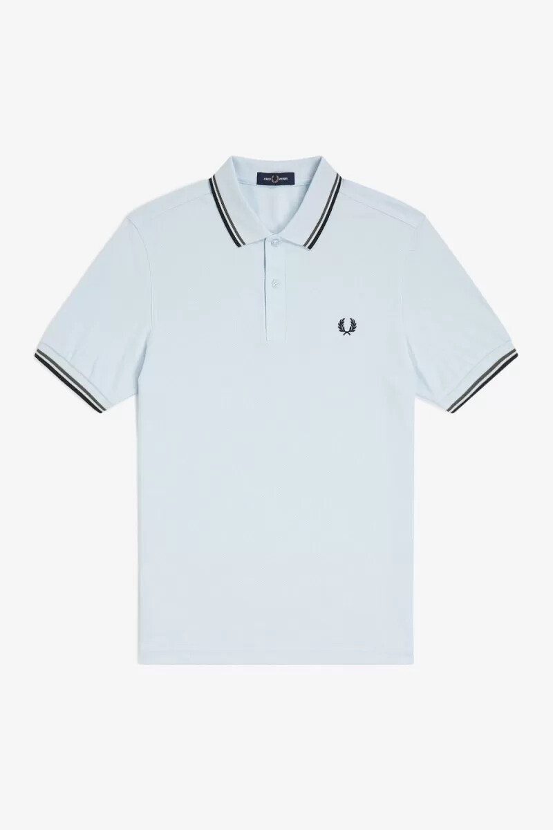 fred perry m3600 camicia da uomo verde acqua chiaro e nero