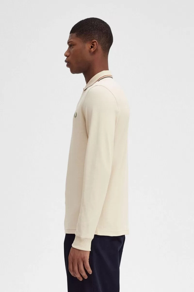 fred perry m3636 camicia da uomo oatmeal brown field green