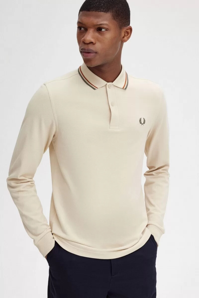 fred perry m3636 camicia da uomo oatmeal brown field green