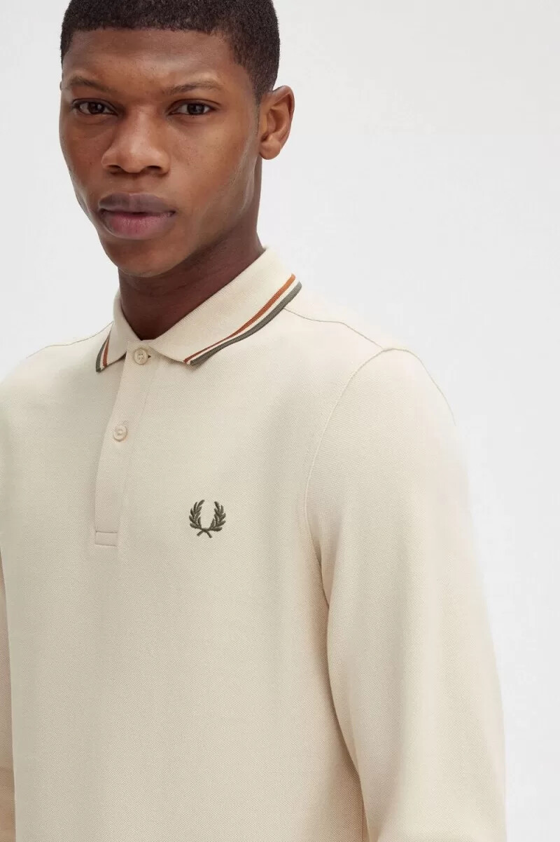 fred perry m3636 camicia da uomo oatmeal brown field green