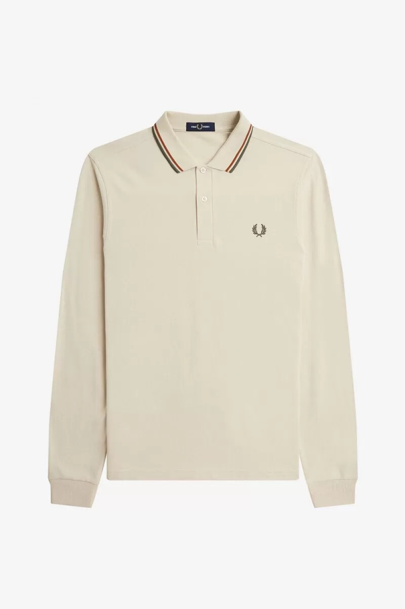 fred perry m3636 camicia da uomo oatmeal brown field green