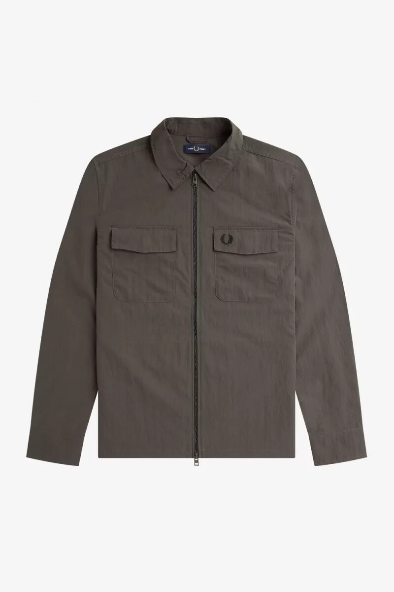 camicia leggera da uomo fred perry con zip colore verde campo