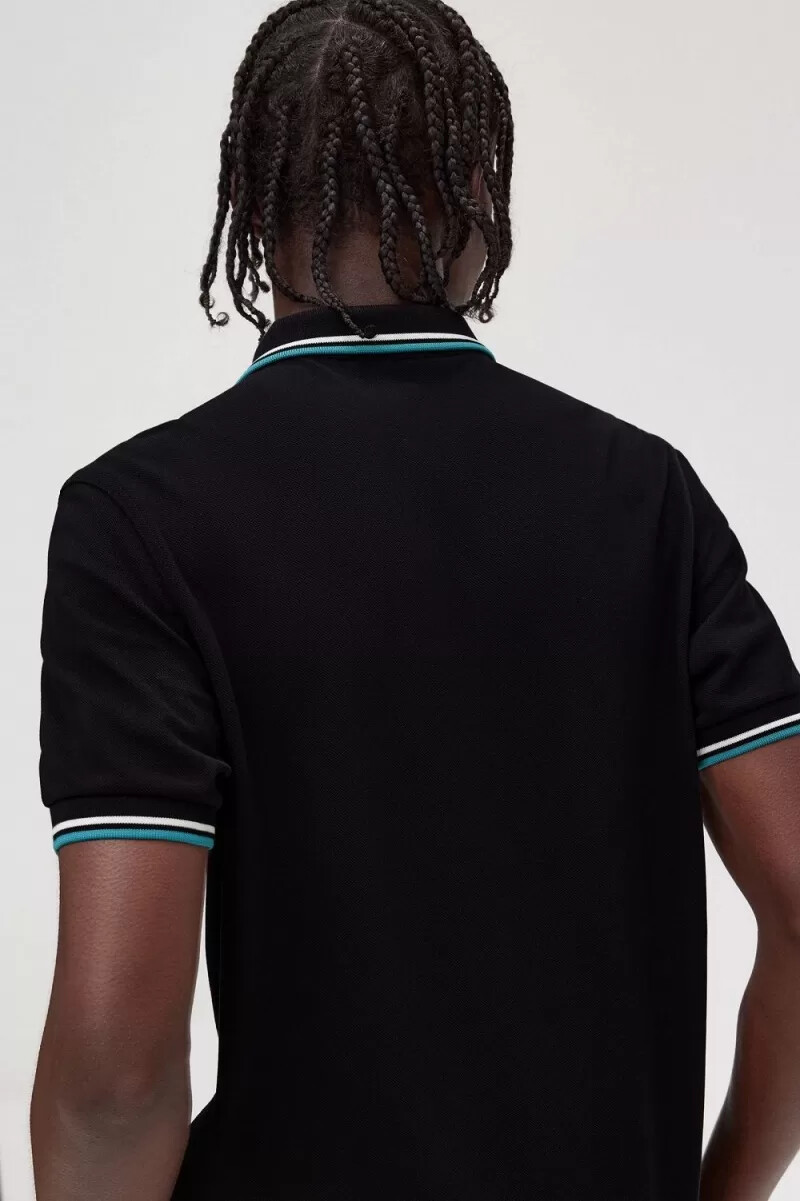 fred perry m3600 camicia da uomo nero beige menta intenso