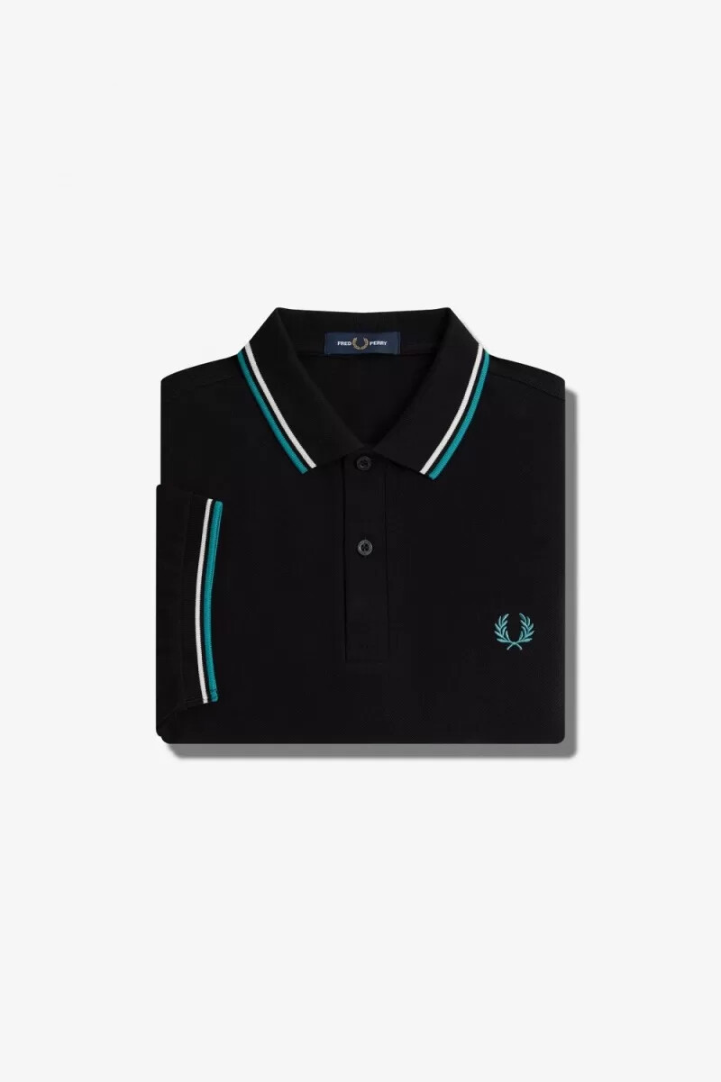 fred perry m3600 camicia da uomo nero beige menta intenso