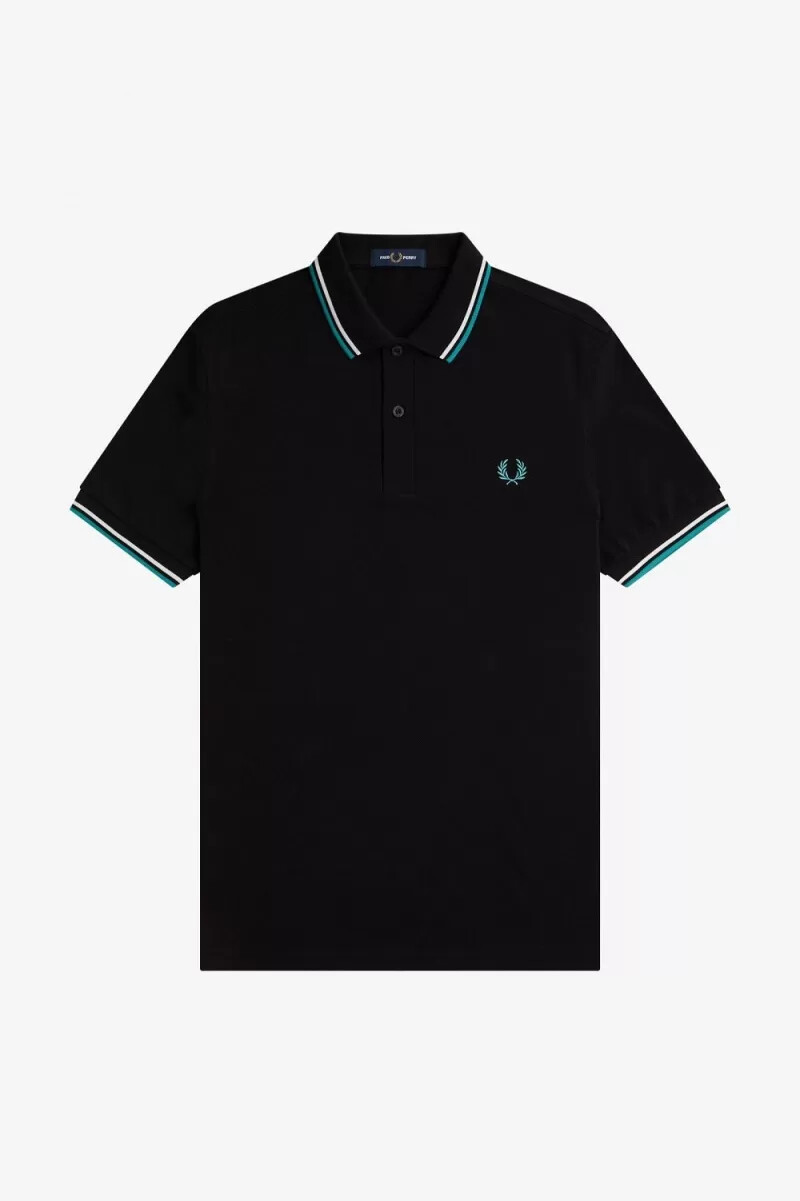 fred perry m3600 camicia da uomo nero beige menta intenso