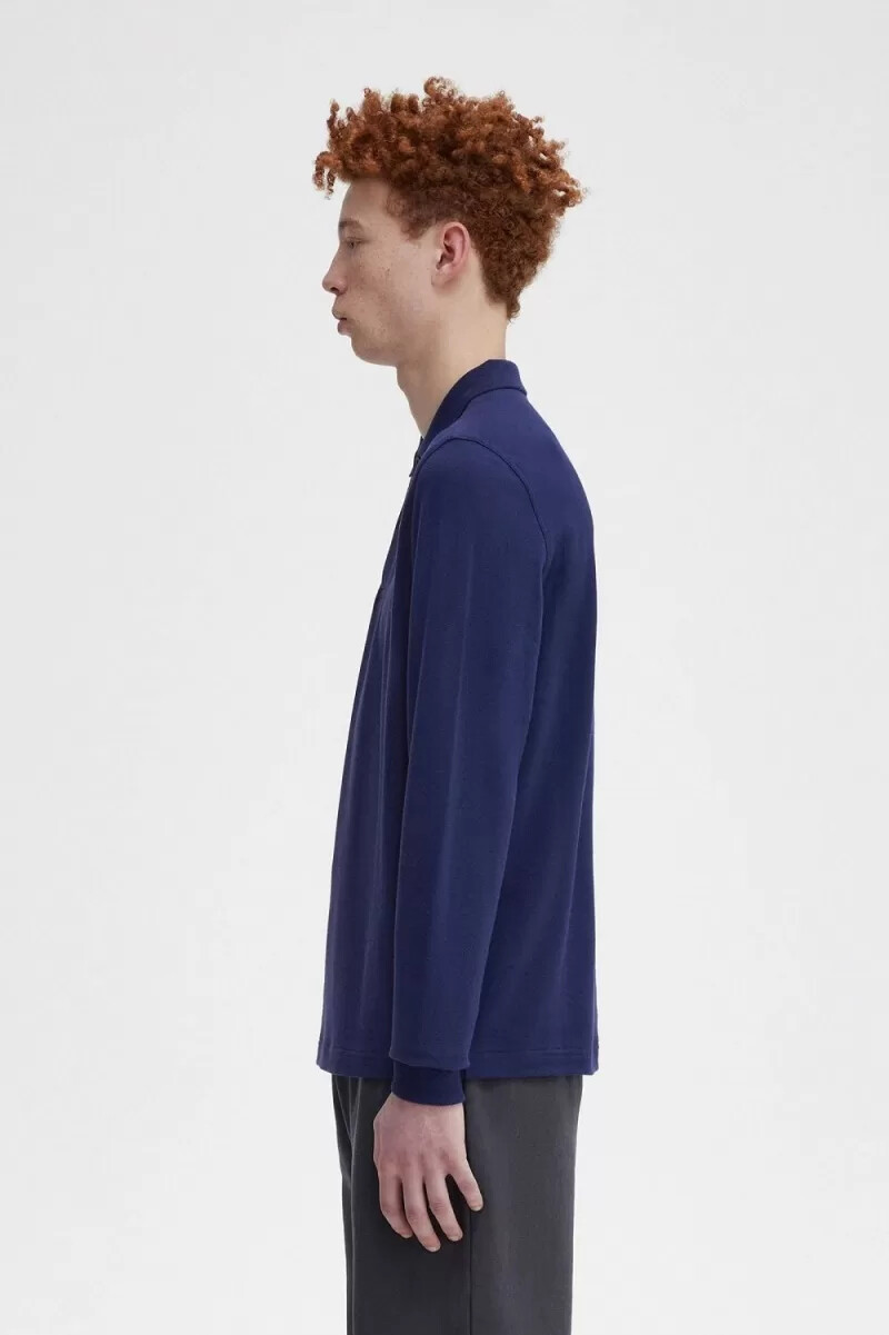 fred perry m6006 camicia da uomo blu navy francese whisky brown