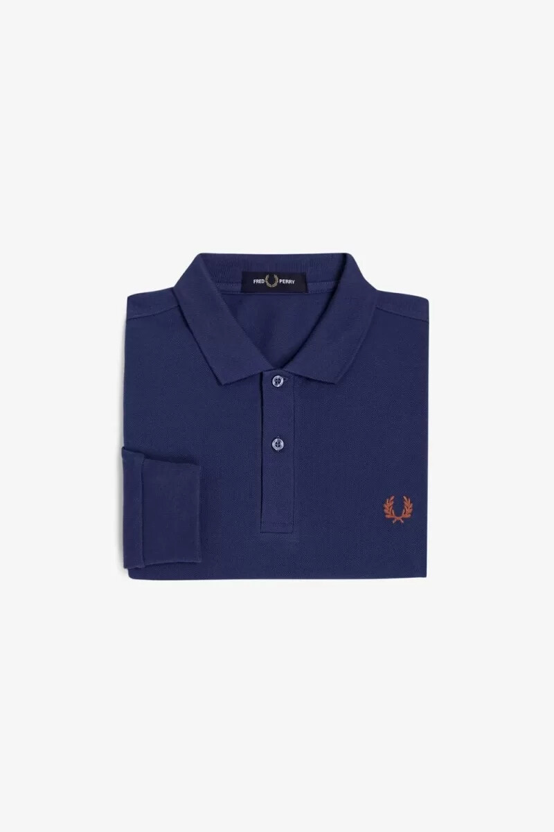 fred perry m6006 camicia da uomo blu navy francese whisky brown