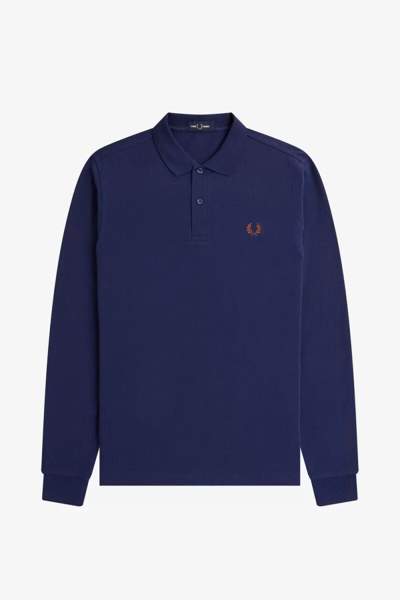 fred perry m6006 camicia da uomo blu navy francese whisky brown