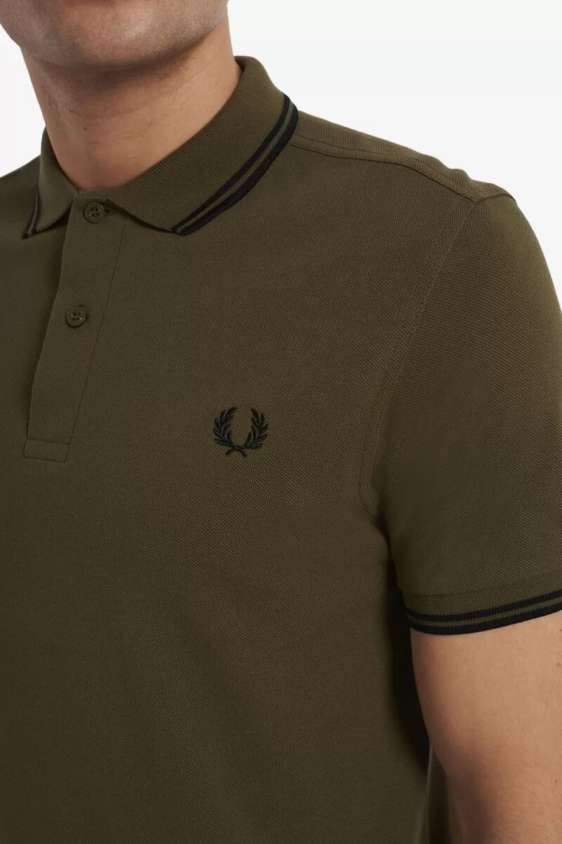 fred perry m3600 camicia da uomo uniform green black