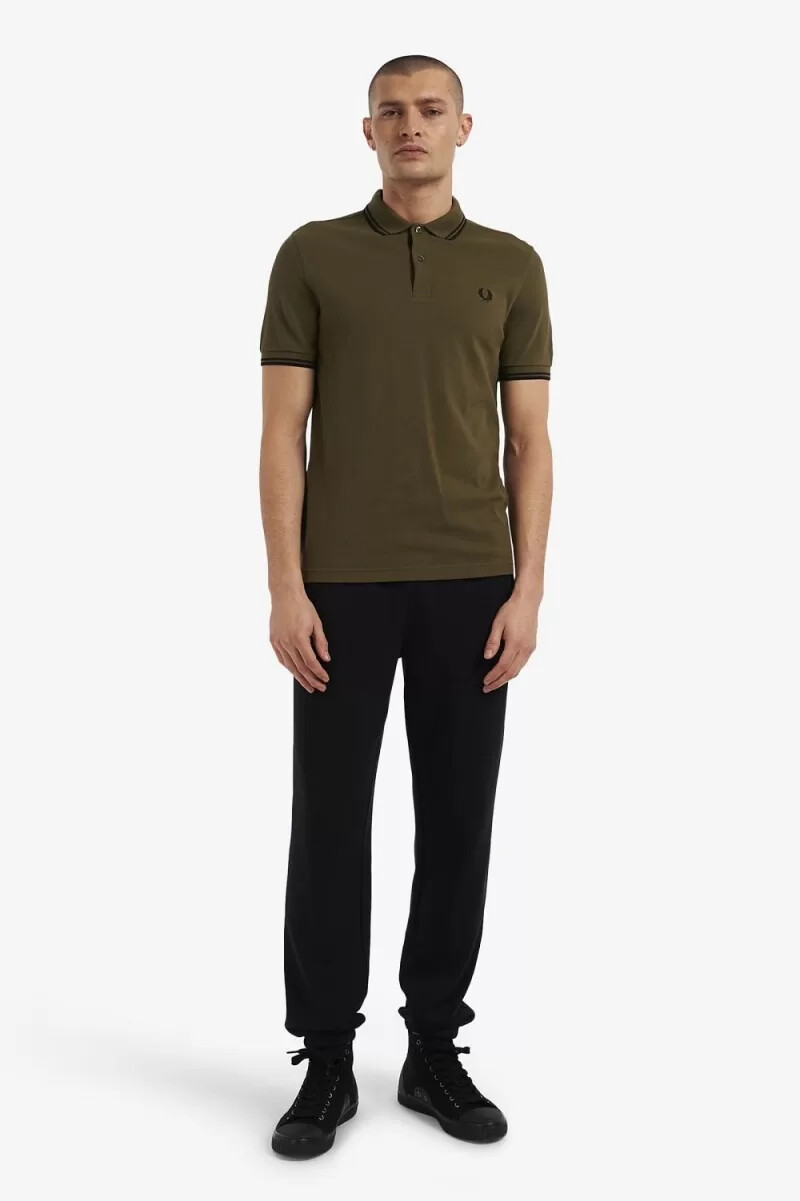 fred perry m3600 camicia da uomo uniform green black