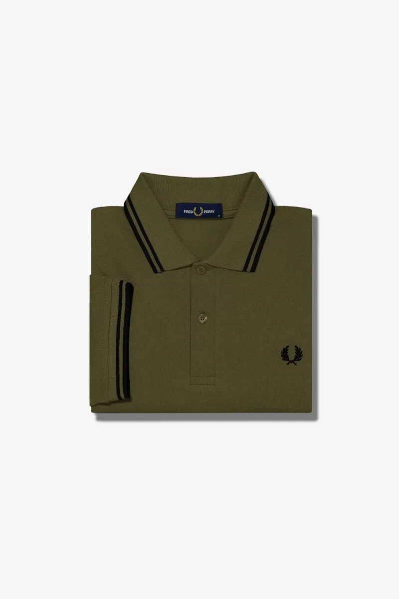 fred perry m3600 camicia da uomo uniform green black