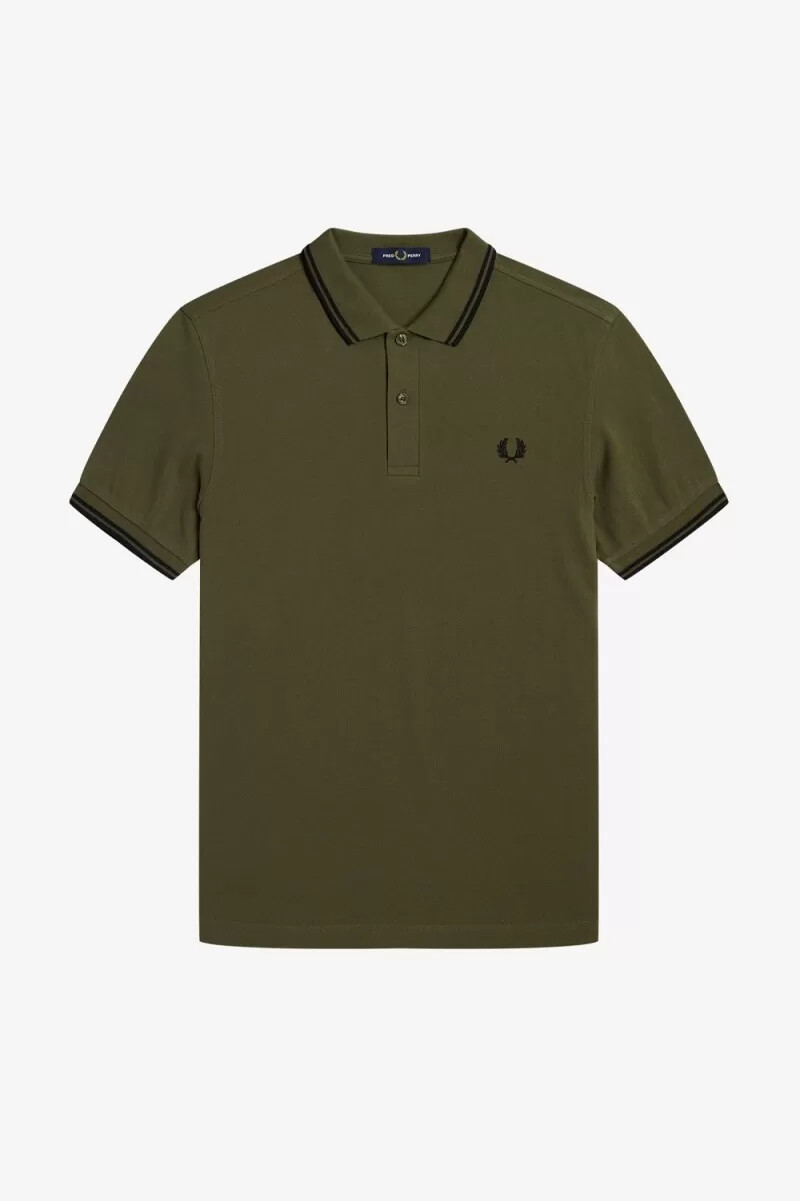 fred perry m3600 camicia da uomo uniform green black