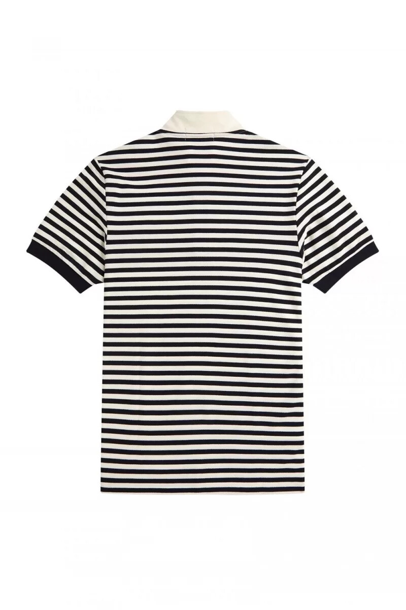 camicia da uomo a righe con collo a imbuto fred perry beige
