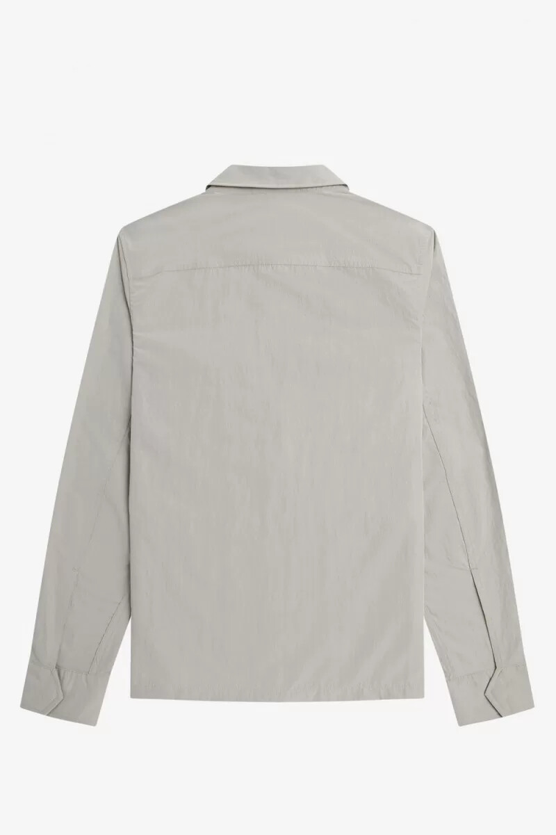 camicia da uomo fred perry con zip testurizzata grigia