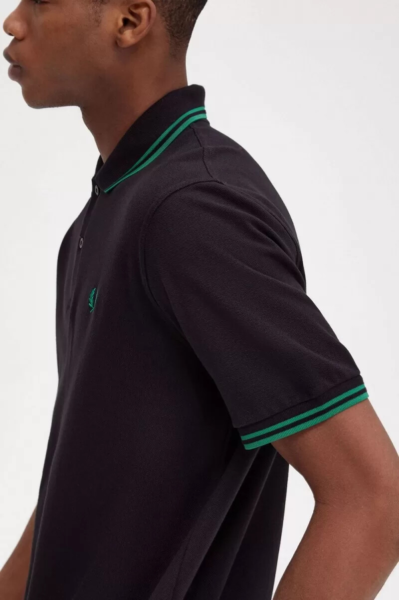 camicia da uomo fred perry m12 nera e verde
