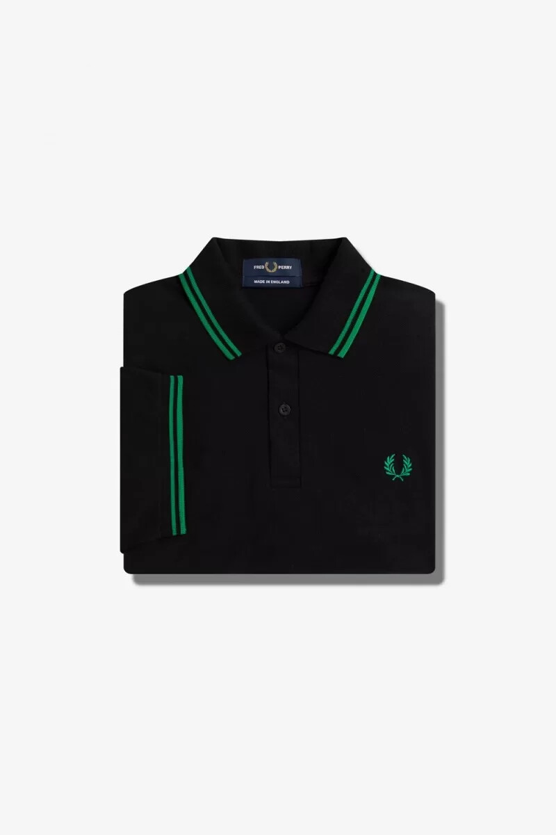 camicia da uomo fred perry m12 nera e verde