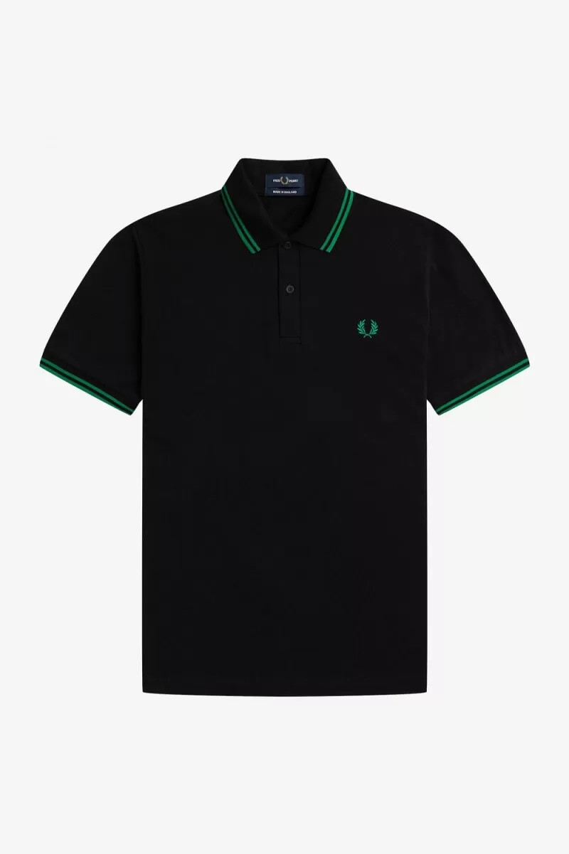 camicia da uomo fred perry m12 nera e verde