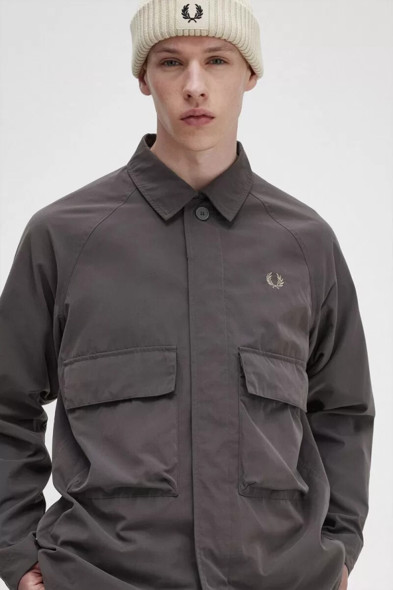 camicia da uomo fred perry utility color canna di fucile