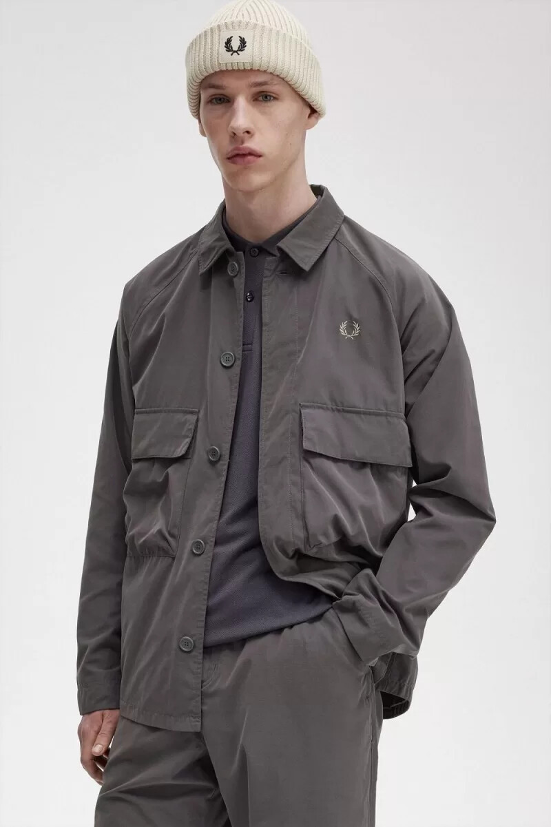 camicia da uomo fred perry utility color canna di fucile