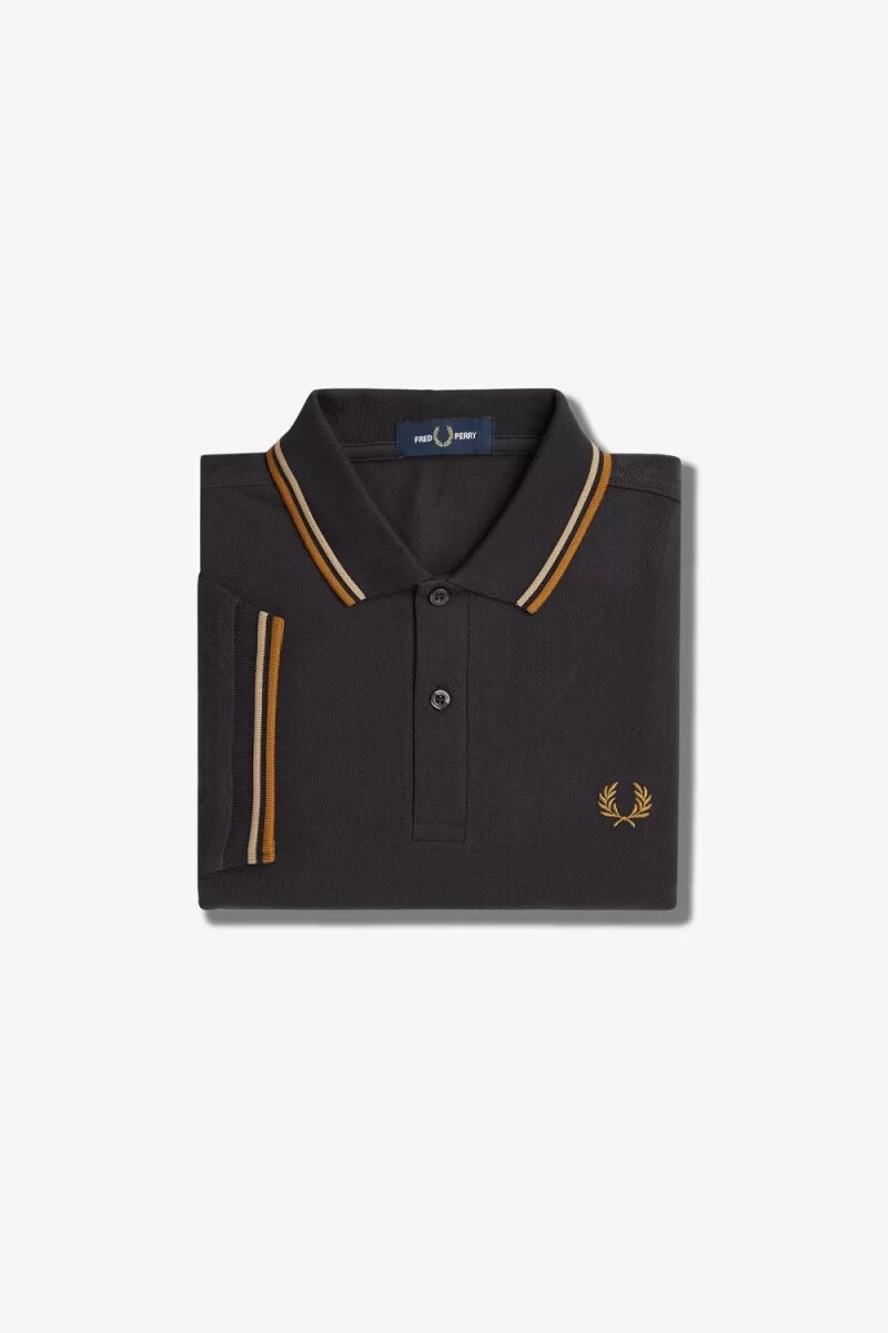 fred perry m3600 camicia da uomo anchor grigio verde caffè scuro