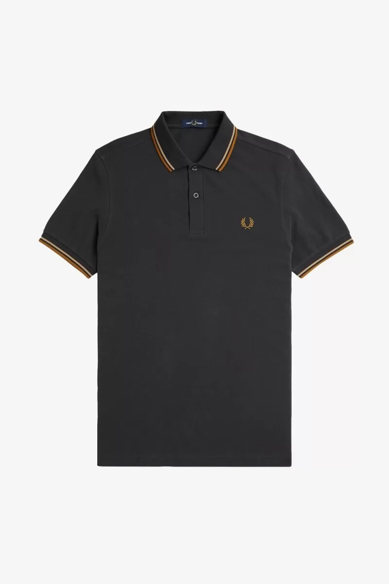 fred perry m3600 camicia da uomo anchor grigio verde caffè scuro