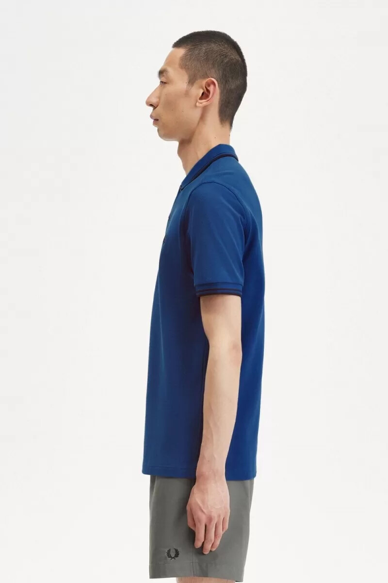 fred perry m3600 camicia da uomo sfumata cobalt navy