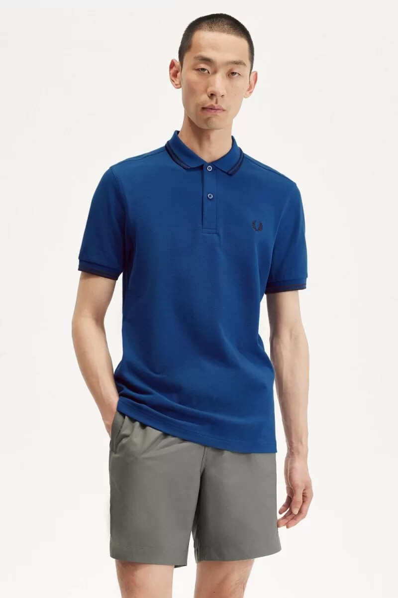 fred perry m3600 camicia da uomo sfumata cobalt navy