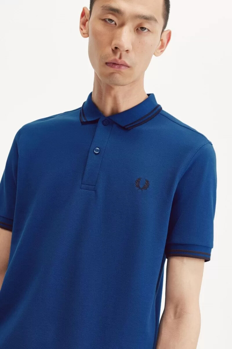fred perry m3600 camicia da uomo sfumata cobalt navy