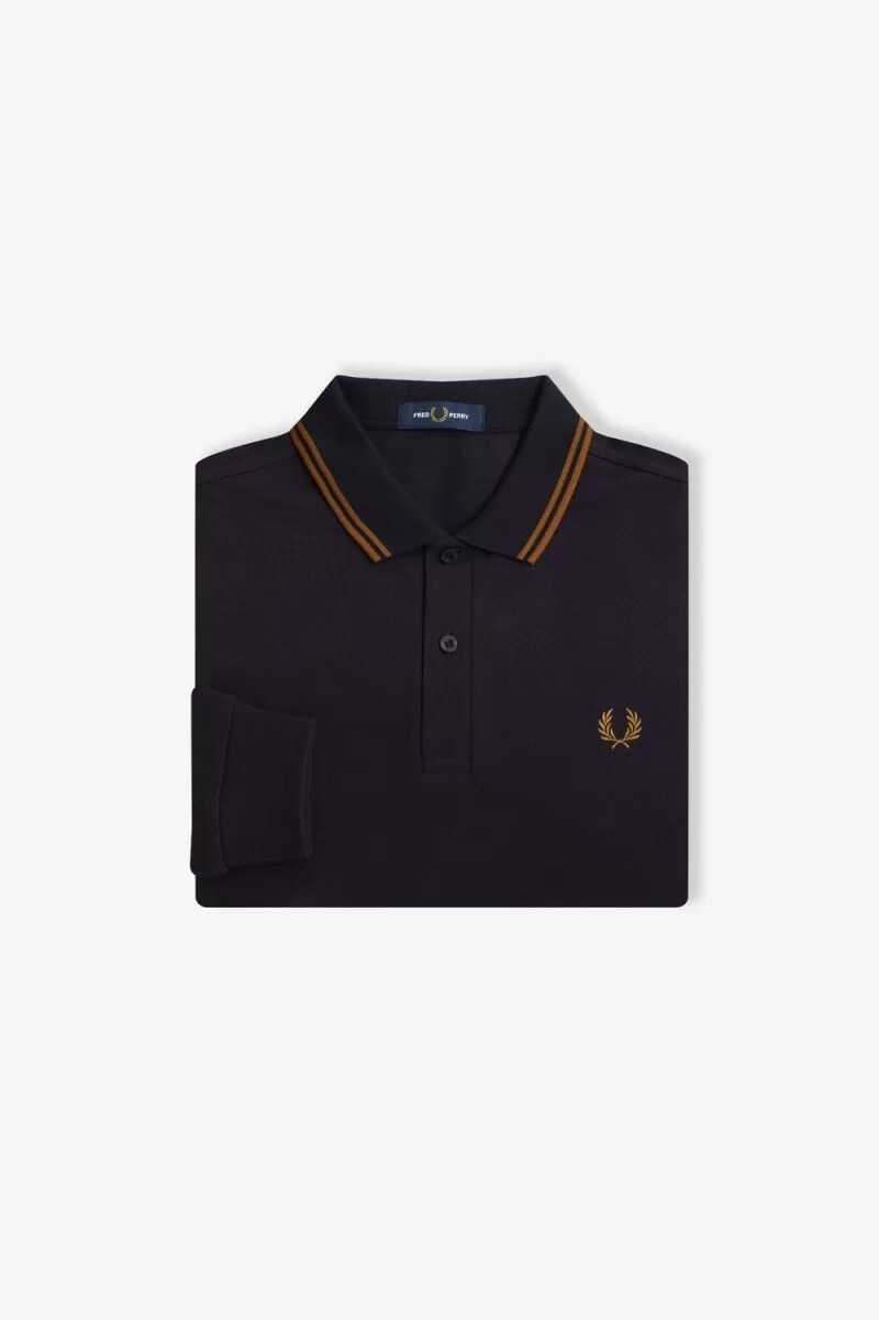 fred perry m3636 camicia da uomo blu navy caffè scuro caffè scuro