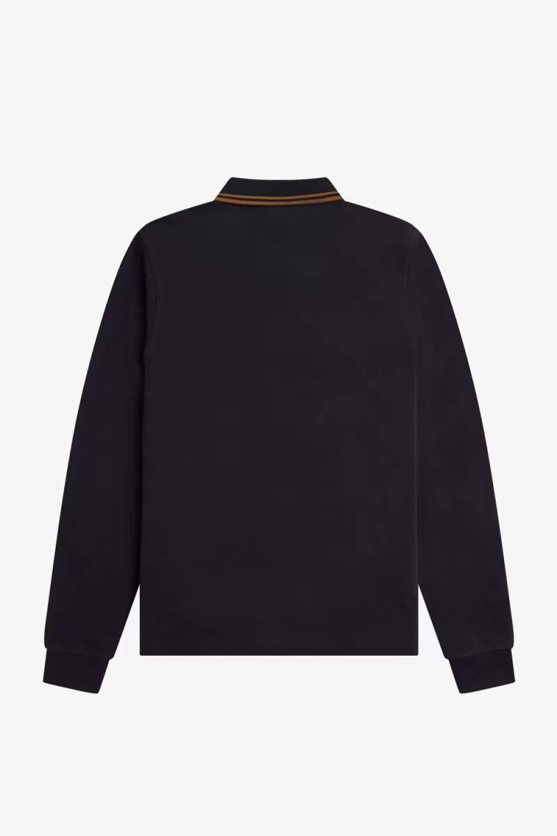fred perry m3636 camicia da uomo blu navy caffè scuro caffè scuro