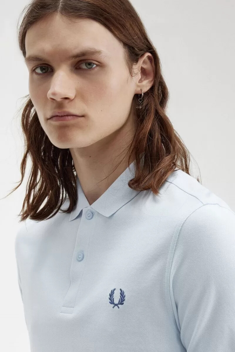 fred perry m6000 camicia da uomo light aqua midnight blue