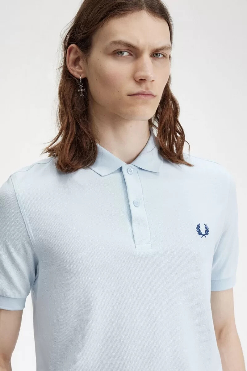 fred perry m6000 camicia da uomo light aqua midnight blue