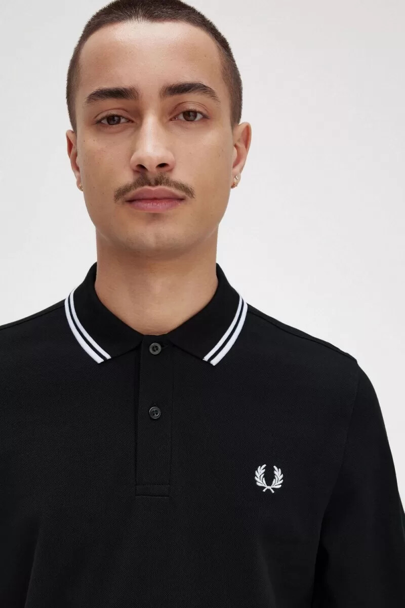 camicia da uomo a maniche lunghe fred perry rave graphic nera