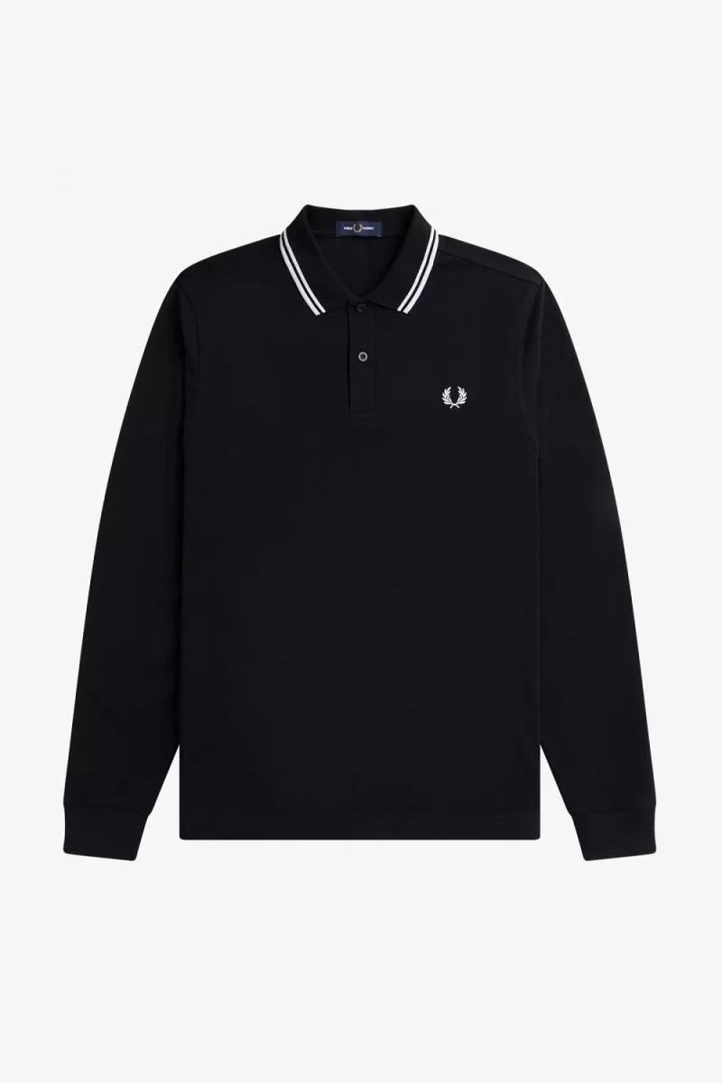 camicia da uomo a maniche lunghe fred perry rave graphic nera