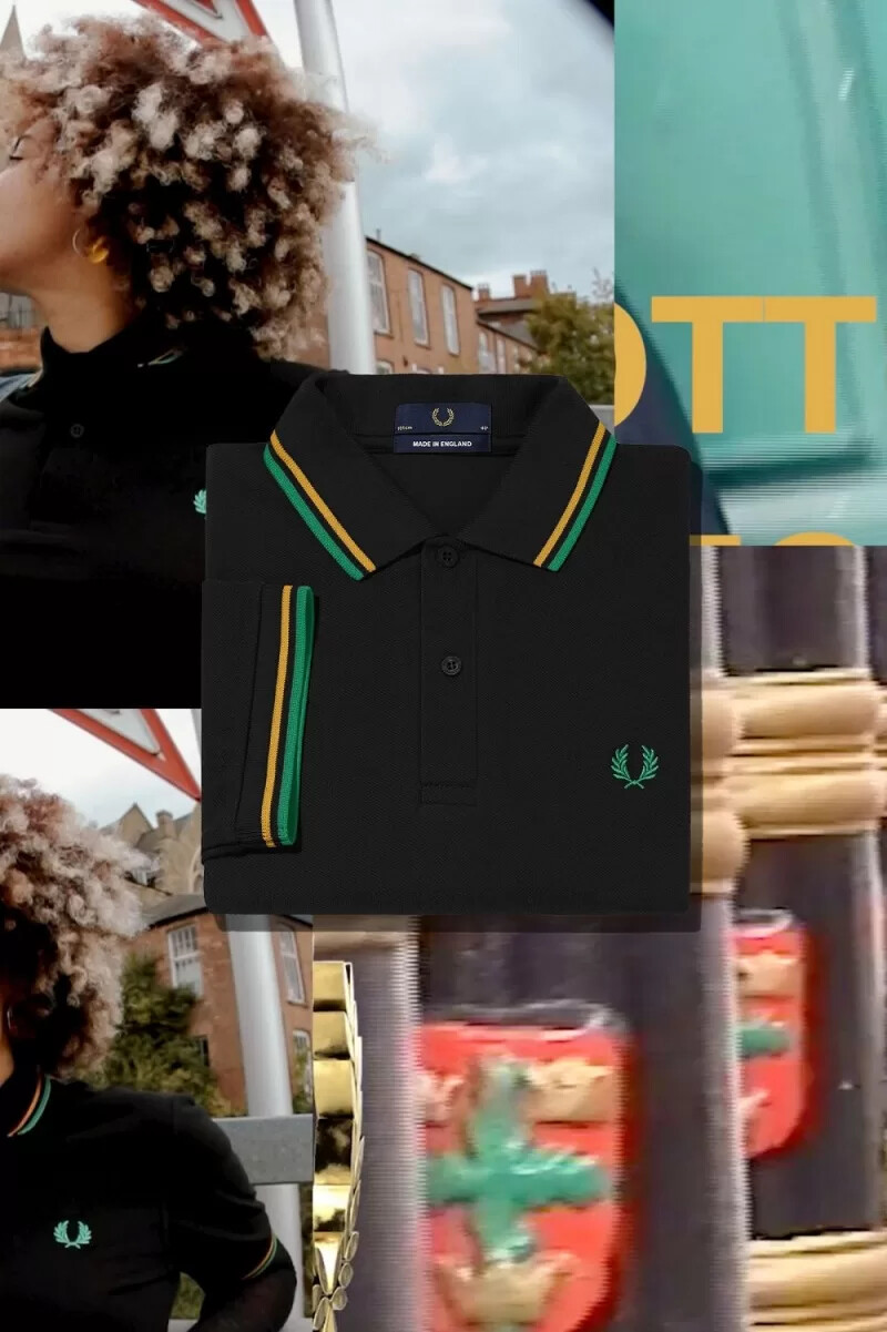 fred perry m12 camicia da uomo nera nottingham gold forest green