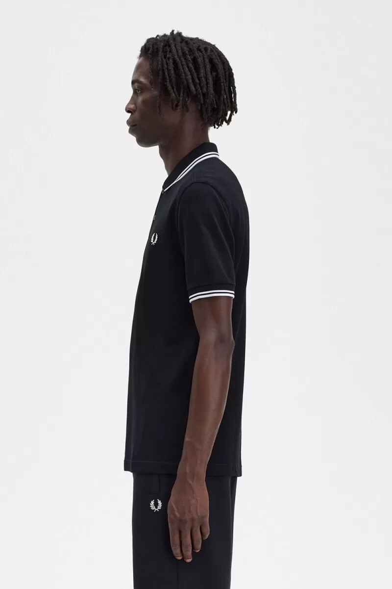 fred perry m3600 camicia da uomo nera e bianca
