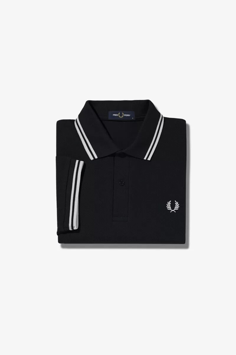 fred perry m3600 camicia da uomo nera e bianca