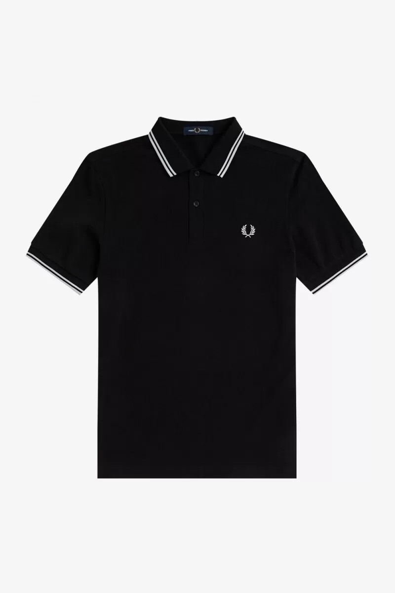 fred perry m3600 camicia da uomo nera e bianca